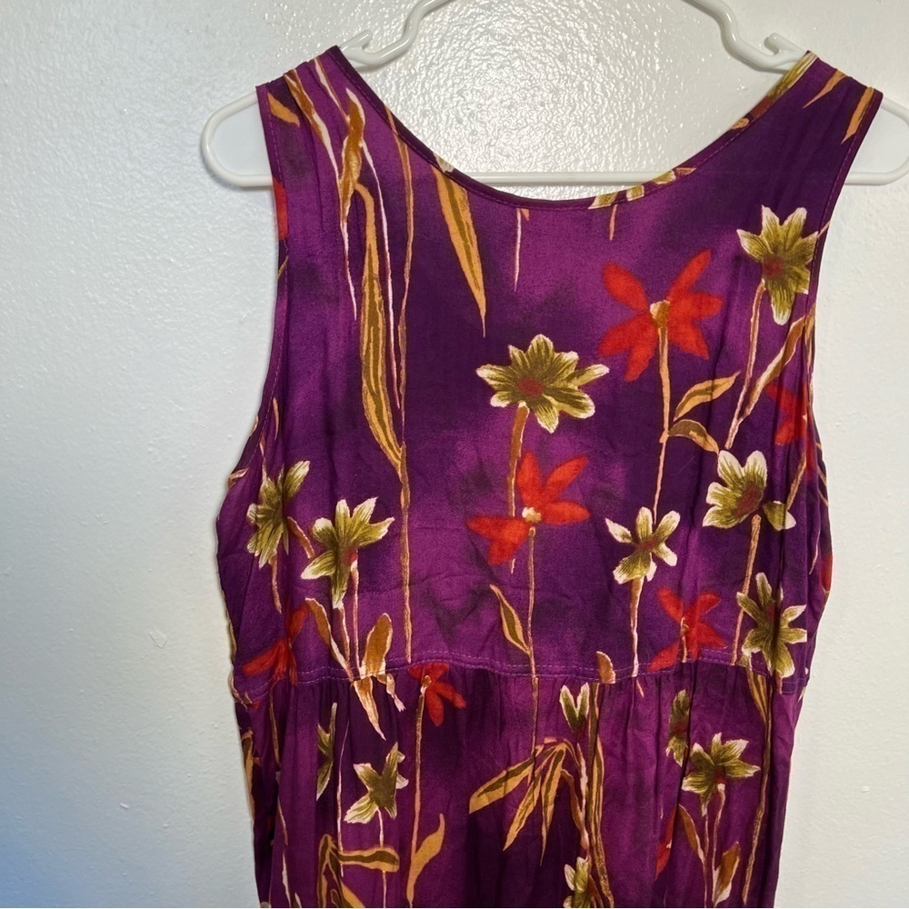 Vintage Caribou Sleeveless Dress Purple Floral - Picture 8 of 10